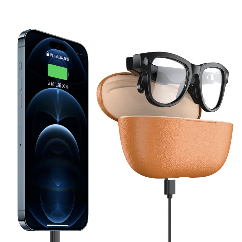 Domars Ultra AI Smart Glasses with 3600mAh Charging Case, 8MP Camera, Built-in ChatGPT, Voice Assistant, Hands-Free Recording & Translation, 32GB Memory, for Travel & Office