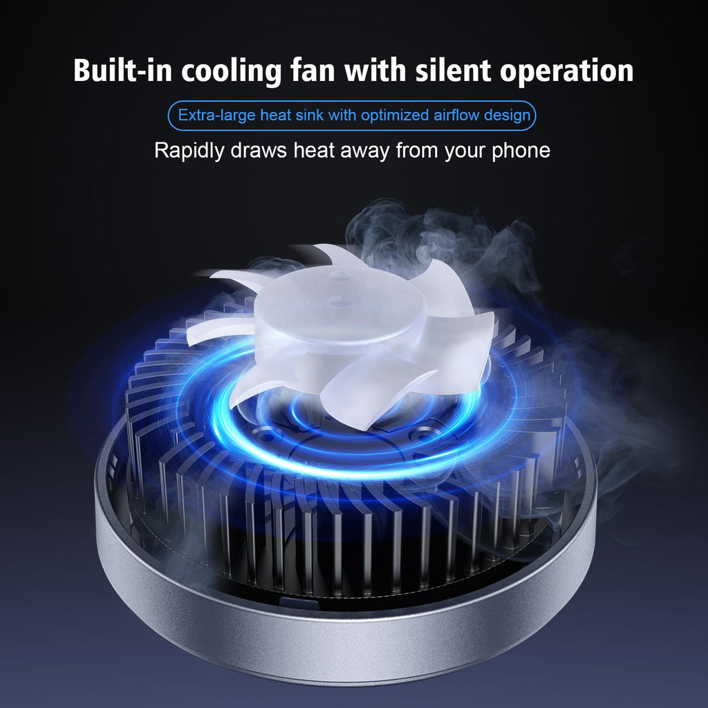 DOMARS Qi2-Certified Magnetic Wireless Charging Station | 15W Fast Charger with TEC Semiconductor Silent Fan | Nightstand Stand Compatible with Apple Watch, AirPods | Overheating-Proof Design