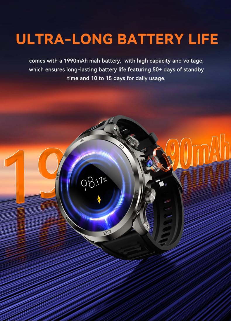 Smart Watch for Men Women, 1.95" HD Touchscreen, 1990mAh 7-Day Battery, IP67 Waterproof Fitness Tracker, Bluetooth Calling, 120+ Sports Modes for Android/iPhone