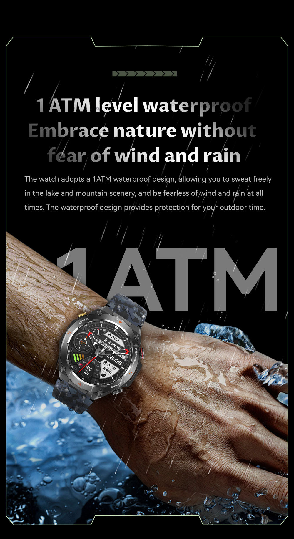 GPS Smart Watch for Men Women, Outdoor Sports Smartwatch with Bluetooth Call, 650mAh Big Battery, Compass Altimeter Barometer, 100+ Workout Modes, 1.45” Touch Screen Fitness Watch for Hiking