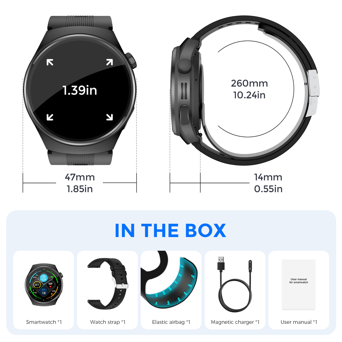 Domars Smart Watch, Fitness Tracker with Bluetooth 5.3, 1.39 Inch Full Touch Screen, Long Battery Life, Multi-Functional Sports Watch for Men Women