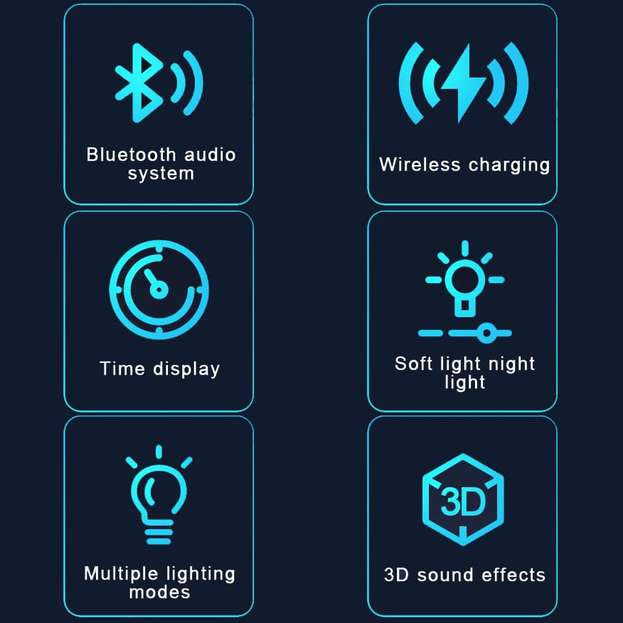 Domars Wireless Charging Station with Bluetooth 5.3 Speaker, 3D LED Night Light, Digital Clock, and Phone Holder for Home, Office, and Bedroom