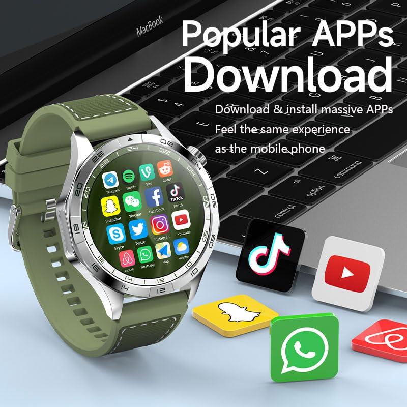Domars Smart Watch for Men Women - with 8+128GB Extra Storage, 1.43" AMOLED HD Screen, 24/7 Heart Rate/Sleep Fitness, 115+Sports Modes|IP68 Waterproof Compatible with iOS/Android