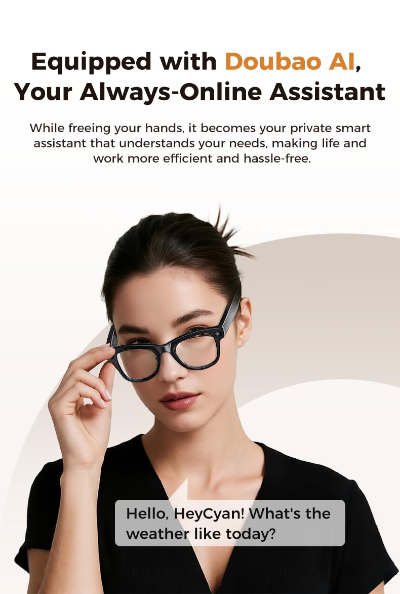 Domars Ultra AI Smart Glasses with 3600mAh Charging Case, 8MP Camera, Built-in ChatGPT, Voice Assistant, Hands-Free Recording & Translation, 32GB Memory, for Travel & Office