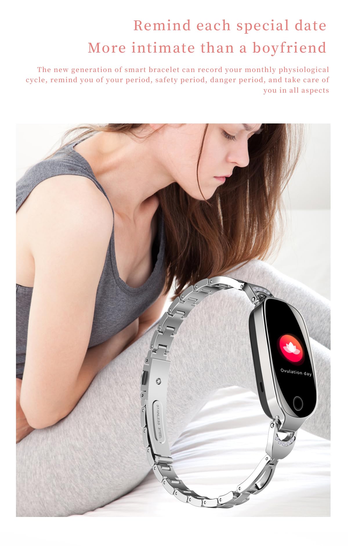 Domars Health and Fitness Tracker Smart Watch for Women - Heart Rate/Blood Pressure/Menstrual Cycle Monitor, Sleep Tracker, iOS Android Compatible, Fitness Watch Remote Photography