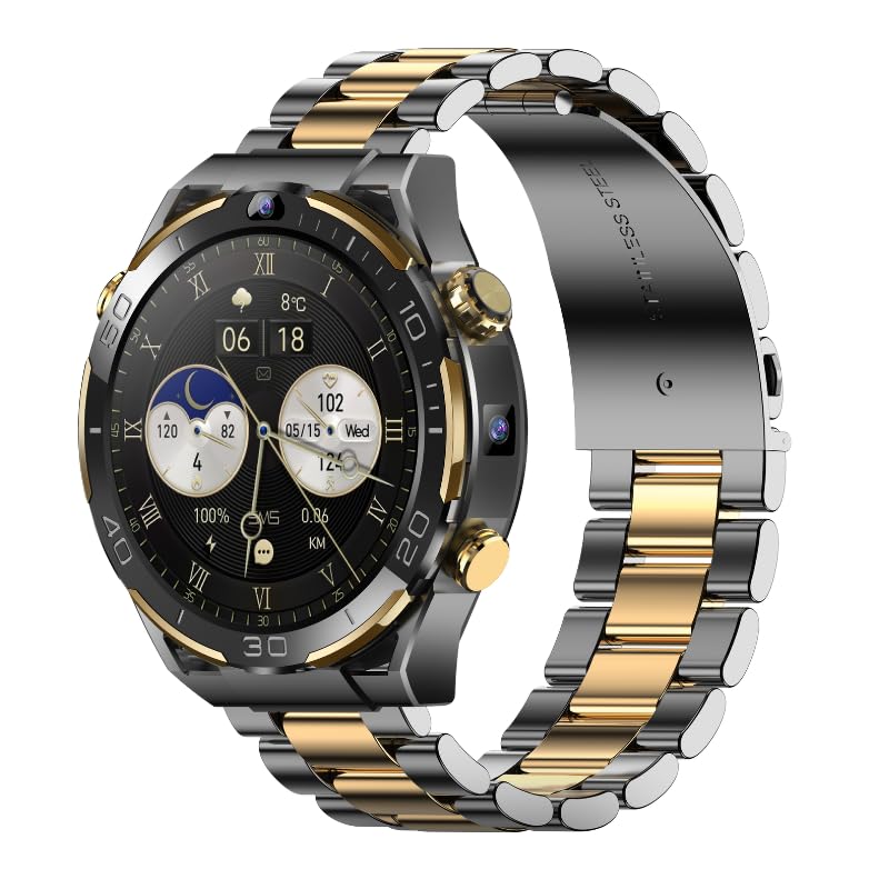 Domars Smart Watch with 200MP Camera, 6GB+128GB Memory, Android 10 OS, 1.5" HD Screen, 85 Language Support, 800mAh Battery for Men & Women