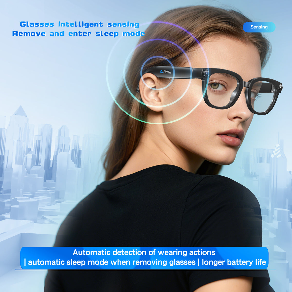 Q1 Smart Glasses 13MP 4K Camera, Bluetooth Audio Glasses, AI Voice Translate, Built-In Photochromic Lens, Hands-Free Call Video Recorder Eyewear