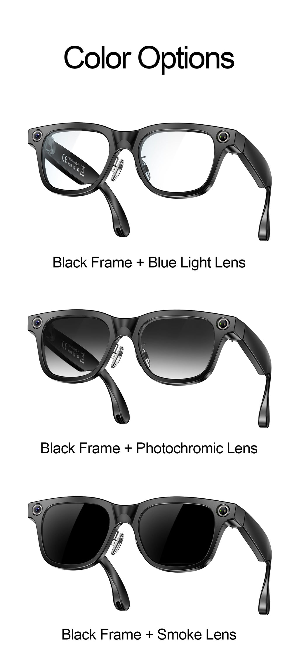 Smart Glasses with 4K Camera AI Translation Bluetooth Audio Eyewear