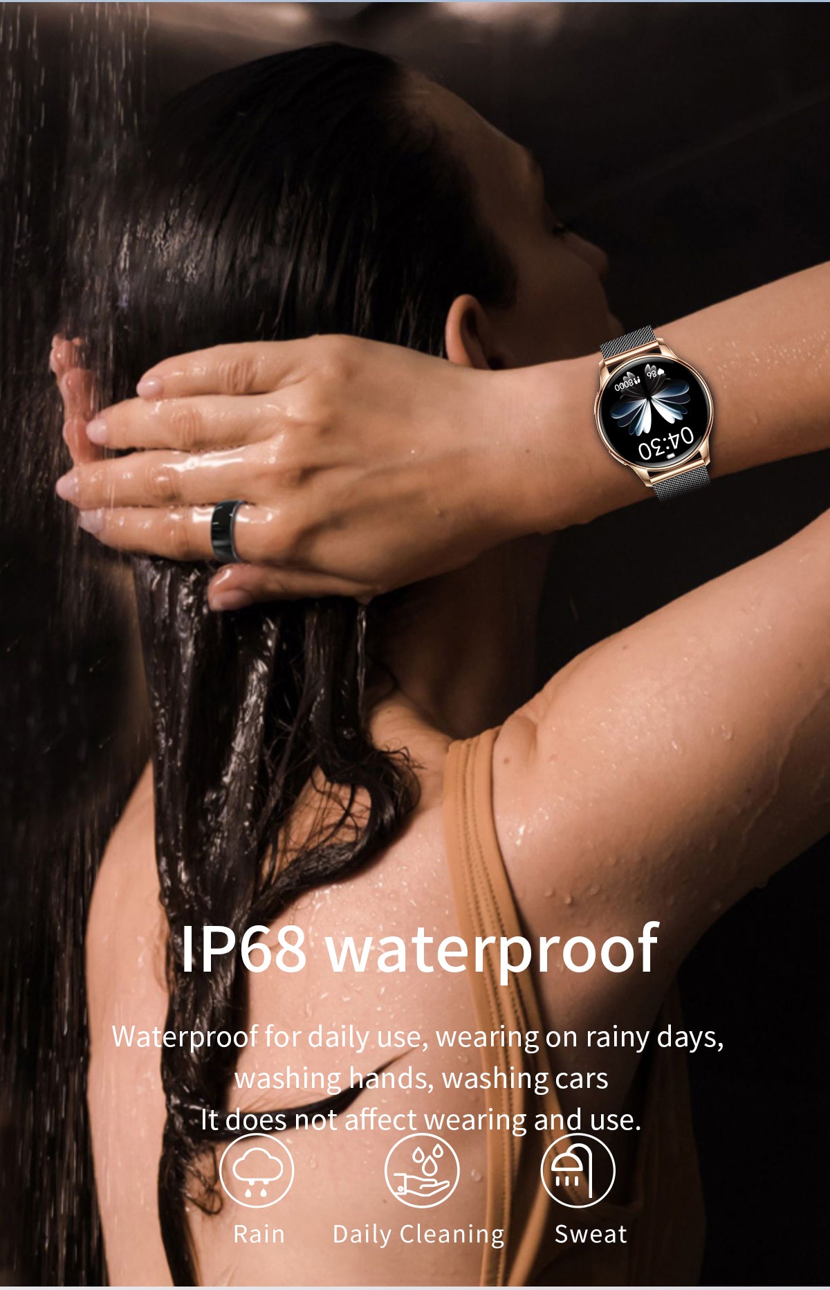 Women Smart Watch with Bluetooth Calling, 1.32" AMOLED Round Screen IP68 Waterproof Fitness Tracker, Multi Sports Modes Activity Watch Compatible with iPhone Android