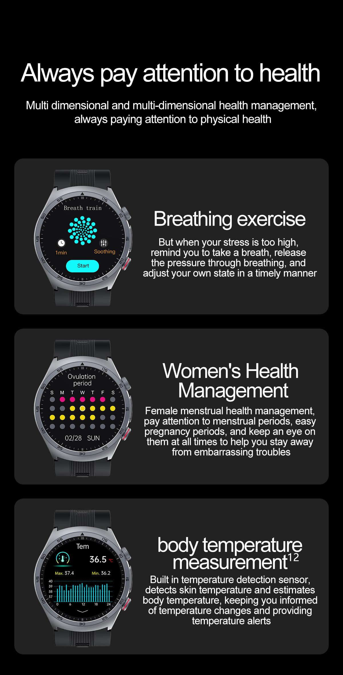 Domars Premium Smartwatch with 1.43" AMOLED Screen, 123 Sports Modes, Advanced Health Trends, 30-Day Battery, Bluetooth Call, NFC, Multi-Language Support
