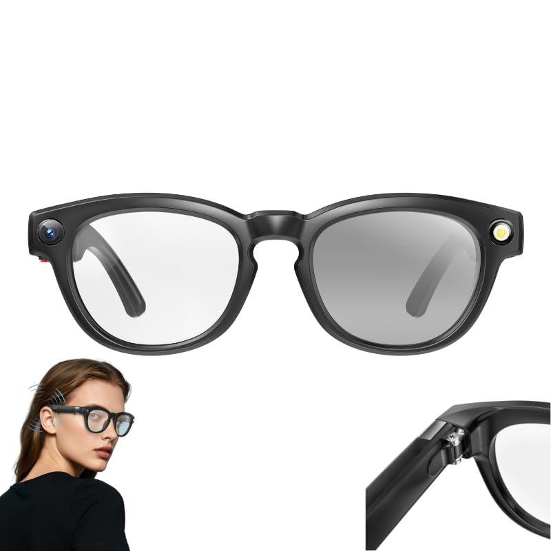 Domars Al Smart Glasses with 8MP Camera & 4K Video, AI Real-Time Translation, Auto-Dimming Lenses, Bluetooth 5.3, Magnetic Charging, UV Protection – for Work, Travel & Everyday Use