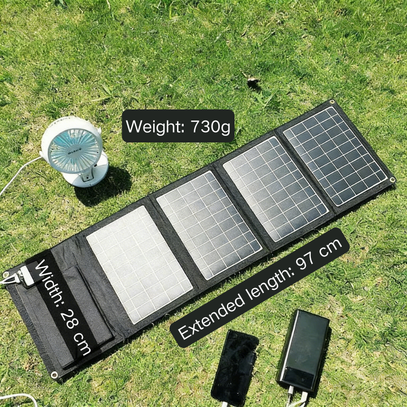 Domars 45W Folding Solar Panel,Portable Solar Charger,Rapid Charging 18W USB/Type-C, Compatible with Phones,Power Plant,Includes 2 Carabiners, Solar Panels