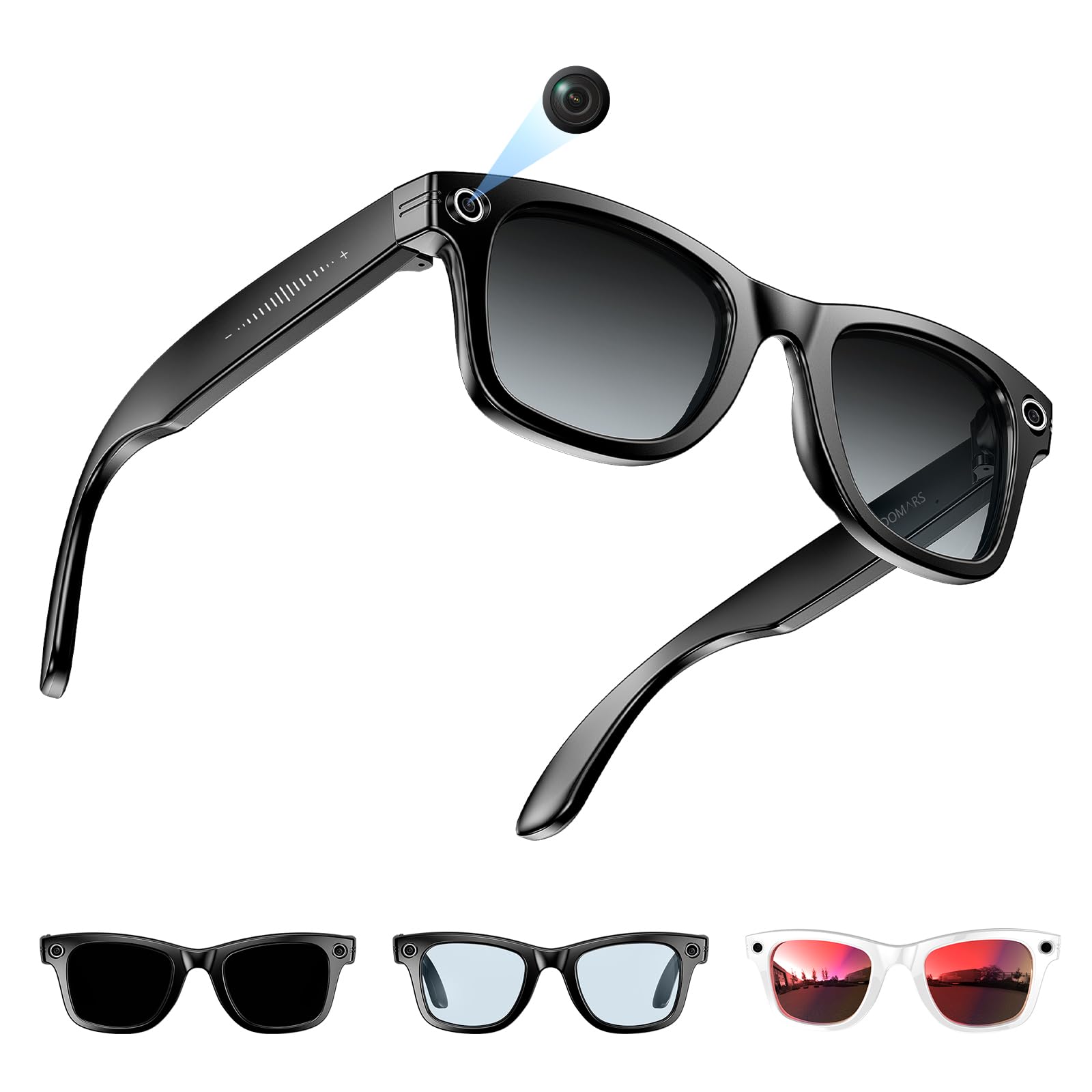 Domars AI Smart Glasses with 8MP Camera, Real-Time Translation, 32MP HD Photos, Anti-Shake Video, IP65 Waterproof, 35g Ultra-Light Design for Business & Travel