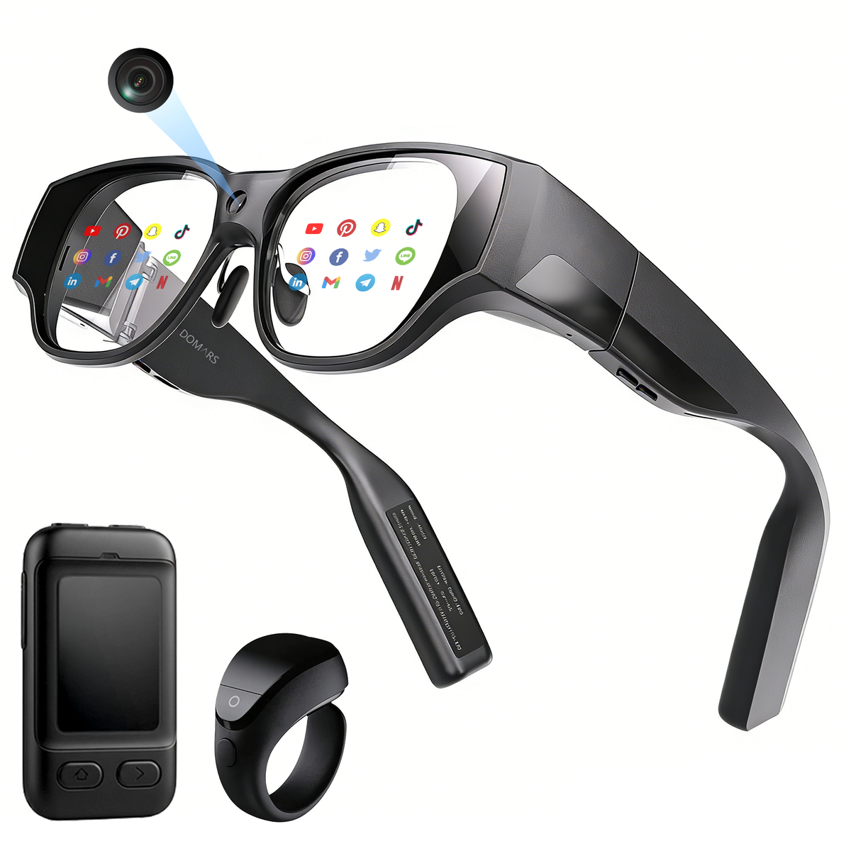 Domar's AI smart glasses feature 8 GB of RAM, 128 GB of storage, Android 14, and a standalone 8-core 4nm processor, making them lightweight smart glasses for hands-free calls and video calls.