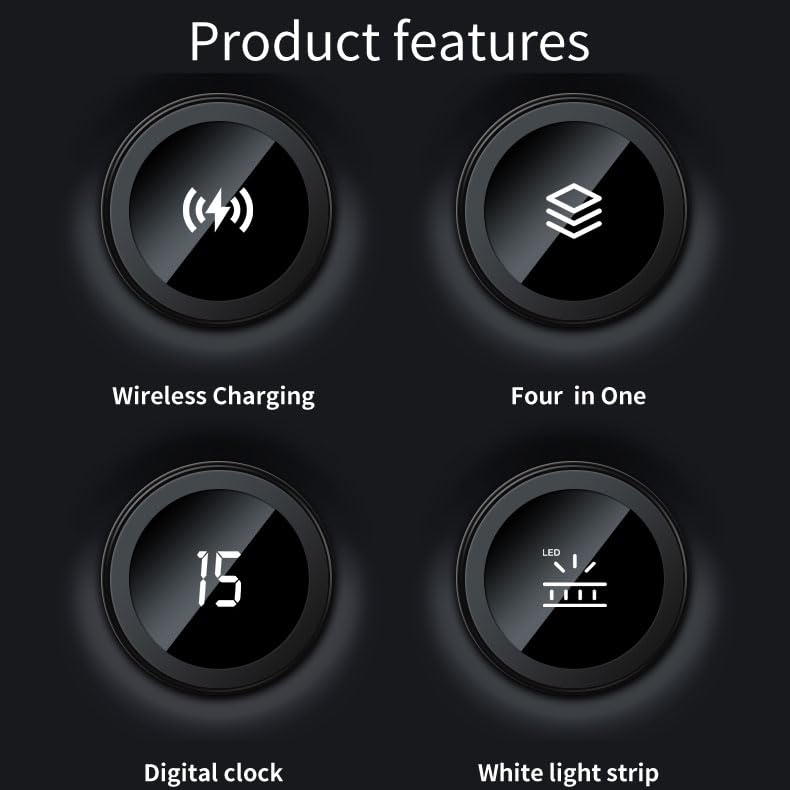 Domars 4 in 1 Wireless Charging Station: 15W Fast Wireless Charger for iPhone 16/15/14 Pro Max, Apple Watch Ultra 10/9/8, AirPods Pro | Multi-Device Desk Dock with Magnetic Alignment