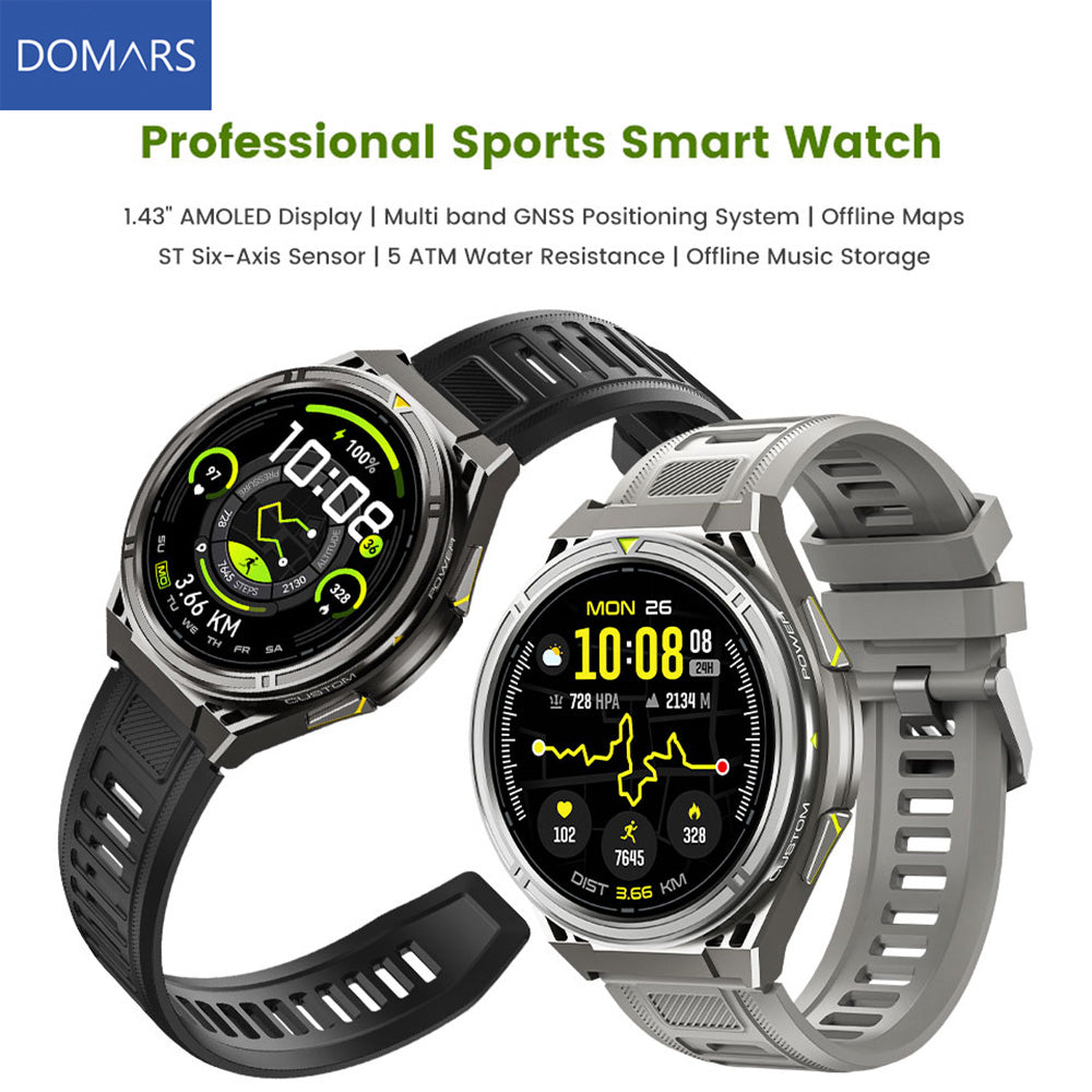 Outdoor GPS Smart Watch, Military Grade Rugged Sports Smartwatch with Dual Band GNSS Offline Map, 5ATM Waterproof, 500mAh Long Battery, Fitness Activity Tracker for Hiking Running Cycling