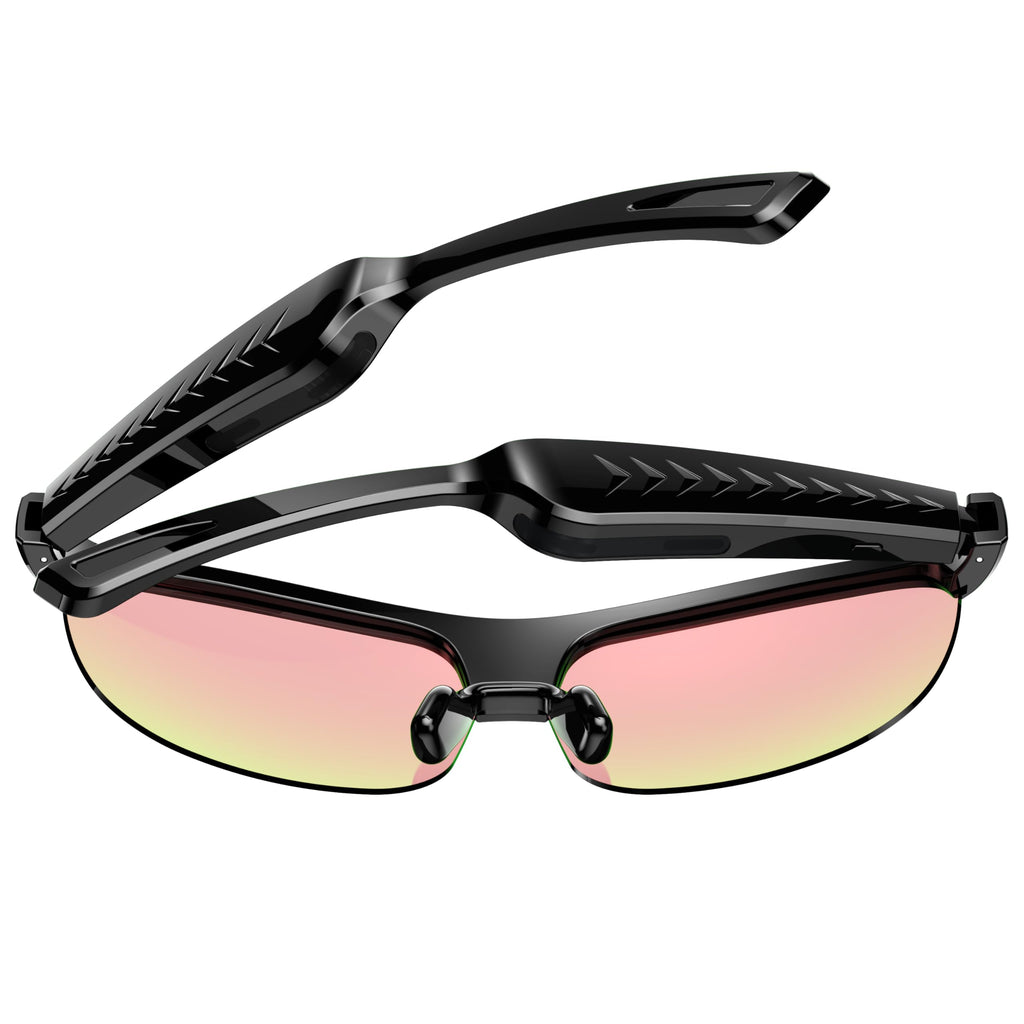 Domars Smart Glasses for Sports, AI Translator with 144 Languages, Bluetooth 5.0 Open-Ear Headphones, ENC Noise Cancelling, 4H Playtime, IPX5 Sweatproof, for Cycling/Running/Travel/Outdoor