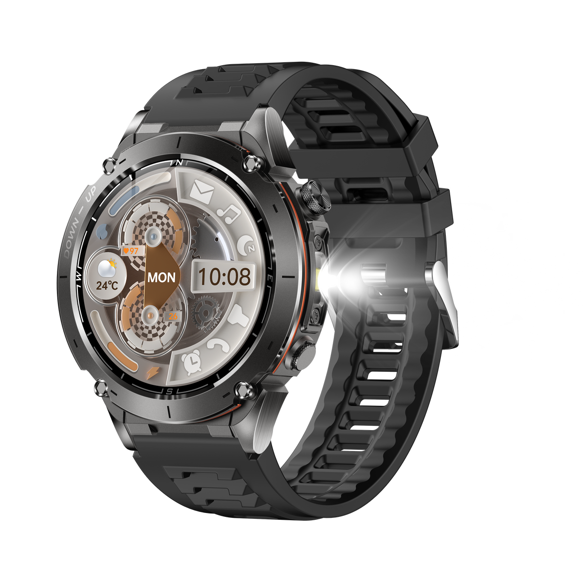 Domars Smart Watch for Men and Women with GPS and Compass,100+ Sports Modes, 30m Waterproof,MIL-STD-810H Durable,1.43" AMOLED Screen,730mAh Battery,For Sports, Adventure,Mountaineering etc