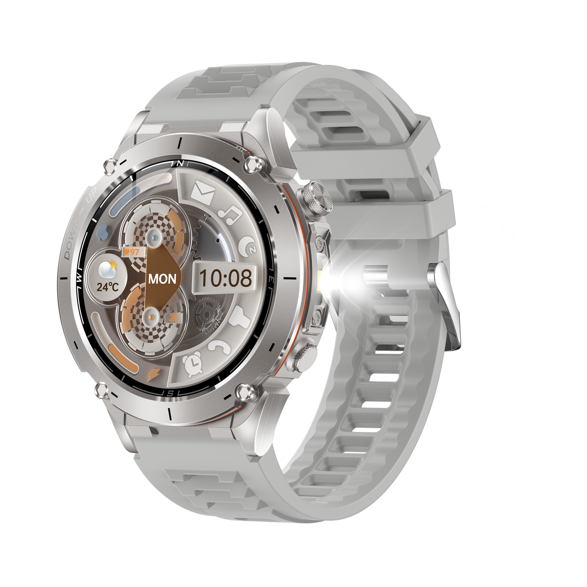 Domars Smart Watch for Men and Women with GPS and Compass,100+ Sports Modes, 30m Waterproof,MIL-STD-810H Durable,1.43" AMOLED Screen,730mAh Battery,For Sports, Adventure,Mountaineering etc