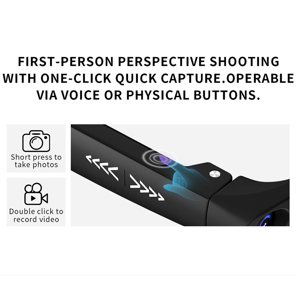 1080P Smart Camera Glasses, Bluetooth 5.3 Open Ear Audio, AI Assistant, Real-Time Translation, Hands-Free TikTok Live Stream, 290mAh Type-C Charging