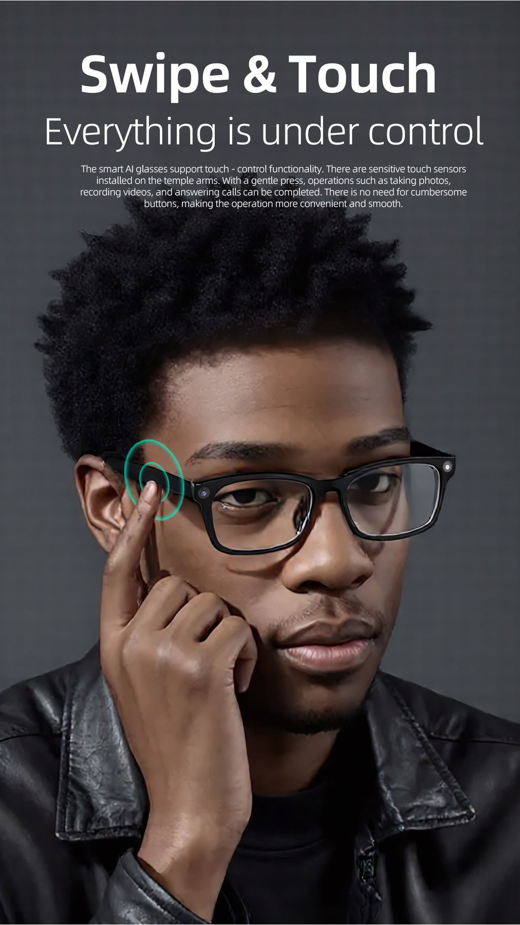 Domars AI Smart Glasses With 20MP HD Camera,Anti-Shake Video Recording,30H Battery Life,WiFi 5/6,32GB Memory,AI Translation & Recognition,Touch Control,Anti-blue Light and Anti-reflection Coating
