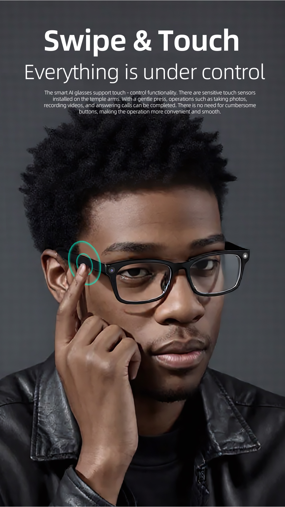 Domars AI Smart Glasses With 20MP HD Camera,Anti-Shake Video Recording,30H Battery Life,WiFi 5/6,32GB Memory,AI Translation & Recognition,Touch Control,Anti-blue Light and Anti-reflection Coating