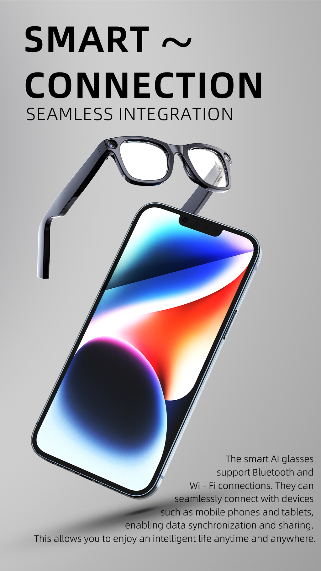 Domars AI Smart Glasses With 20MP HD Camera,Anti-Shake Video Recording,30H Battery Life,WiFi 5/6,32GB Memory,AI Translation & Recognition,Touch Control,Anti-blue Light and Anti-reflection Coating