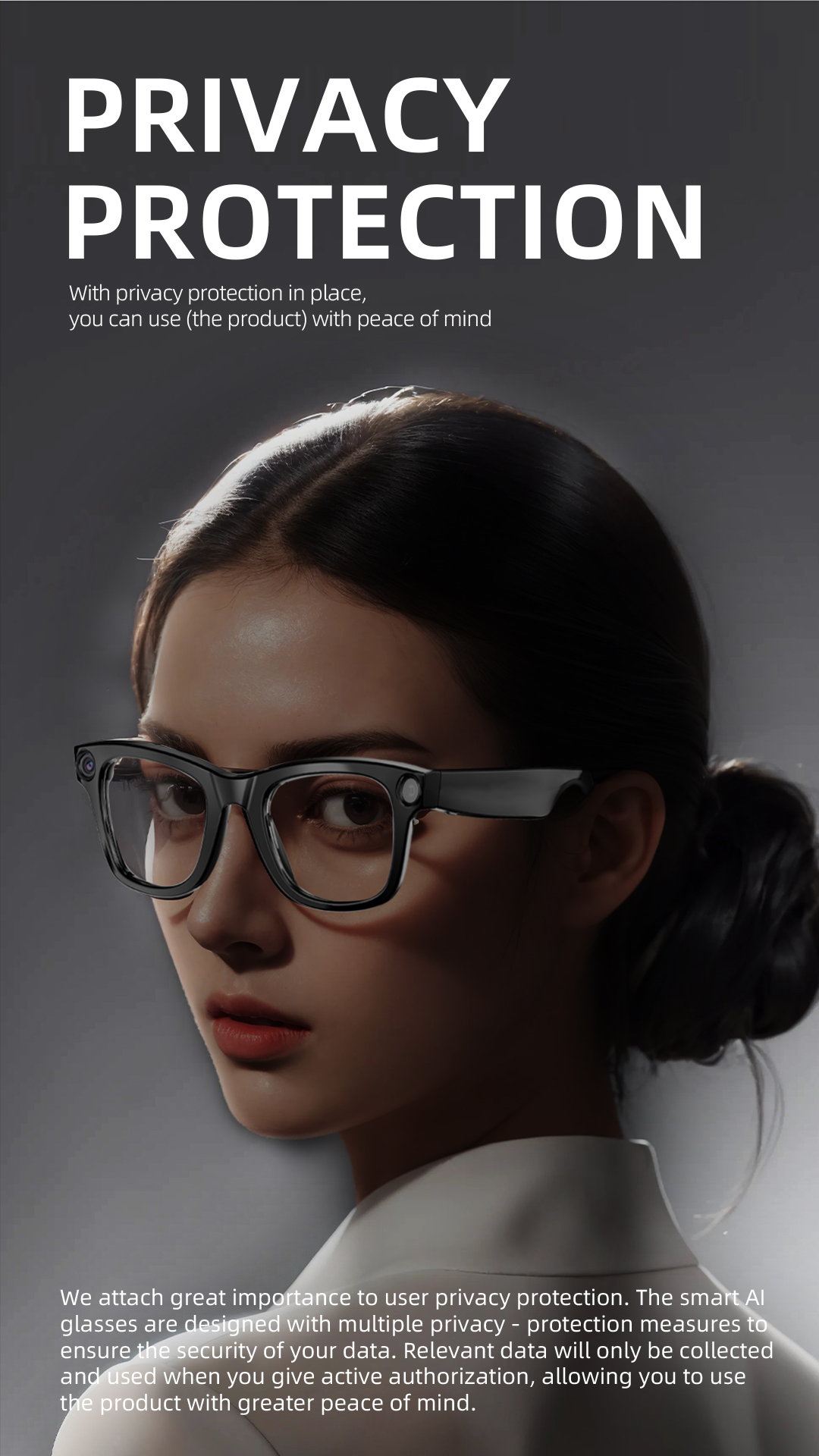 Domars AI Smart Glasses With 20MP HD Camera,Anti-Shake Video Recording,30H Battery Life,WiFi 5/6,32GB Memory,AI Translation & Recognition,Touch Control,Anti-blue Light and Anti-reflection Coating