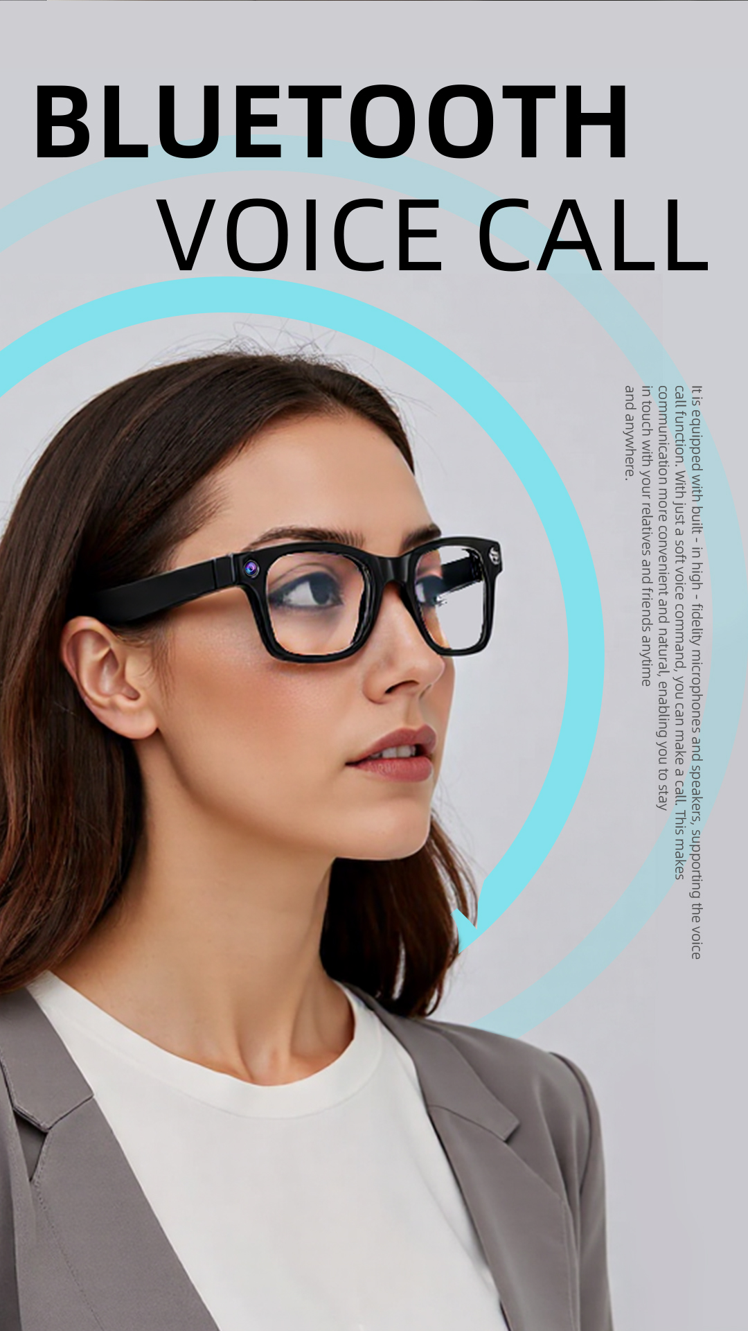Domars AI Smart Glasses With 20MP HD Camera,Anti-Shake Video Recording,30H Battery Life,WiFi 5/6,32GB Memory,AI Translation & Recognition,Touch Control,Anti-blue Light and Anti-reflection Coating