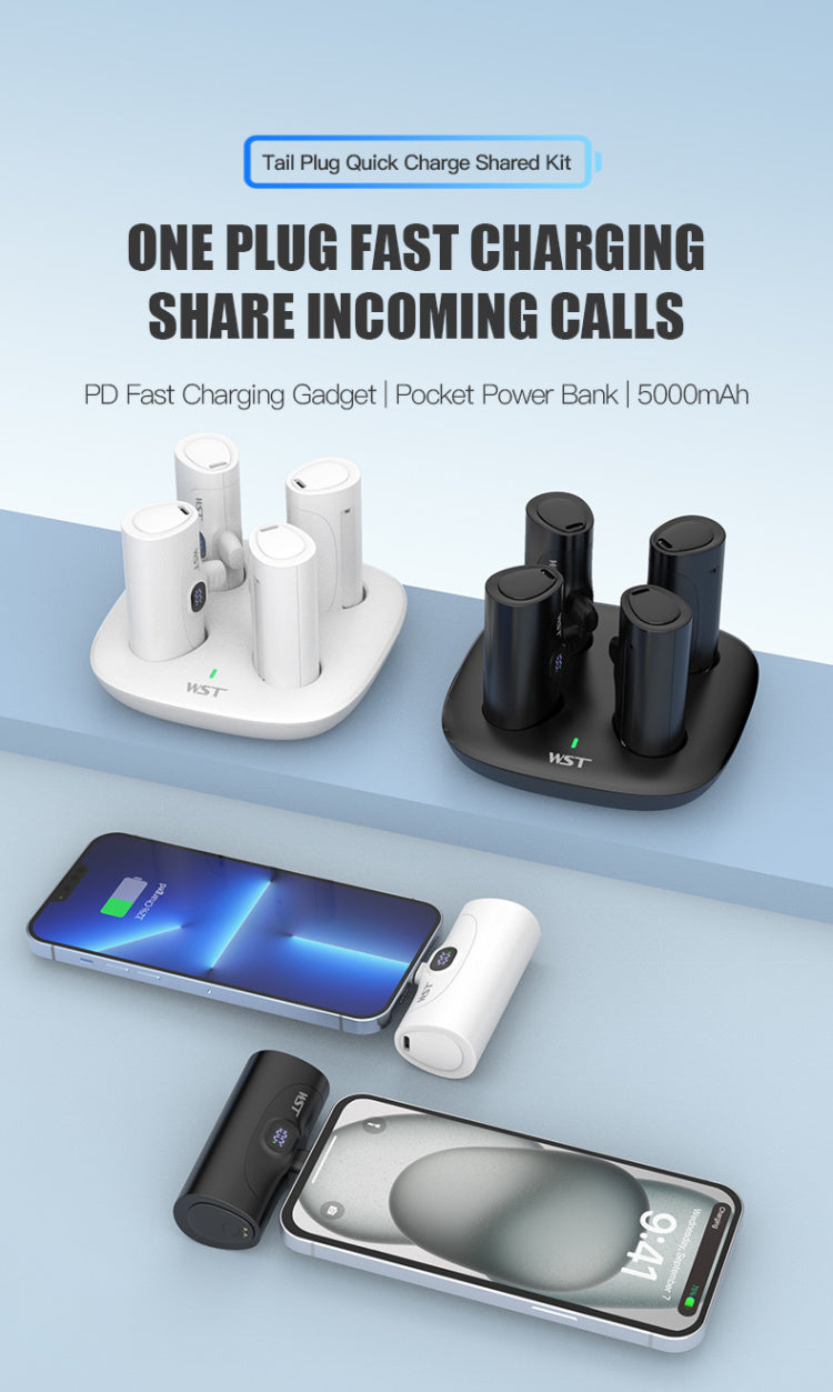 Power Bank 5000mAh,20W PD Fast Charging Portable Charger with Built-in Lightning and USB-C Connector,Foldable Stand,Pocket-Size Mini Battery Pack for iPhone Samsung Android etc