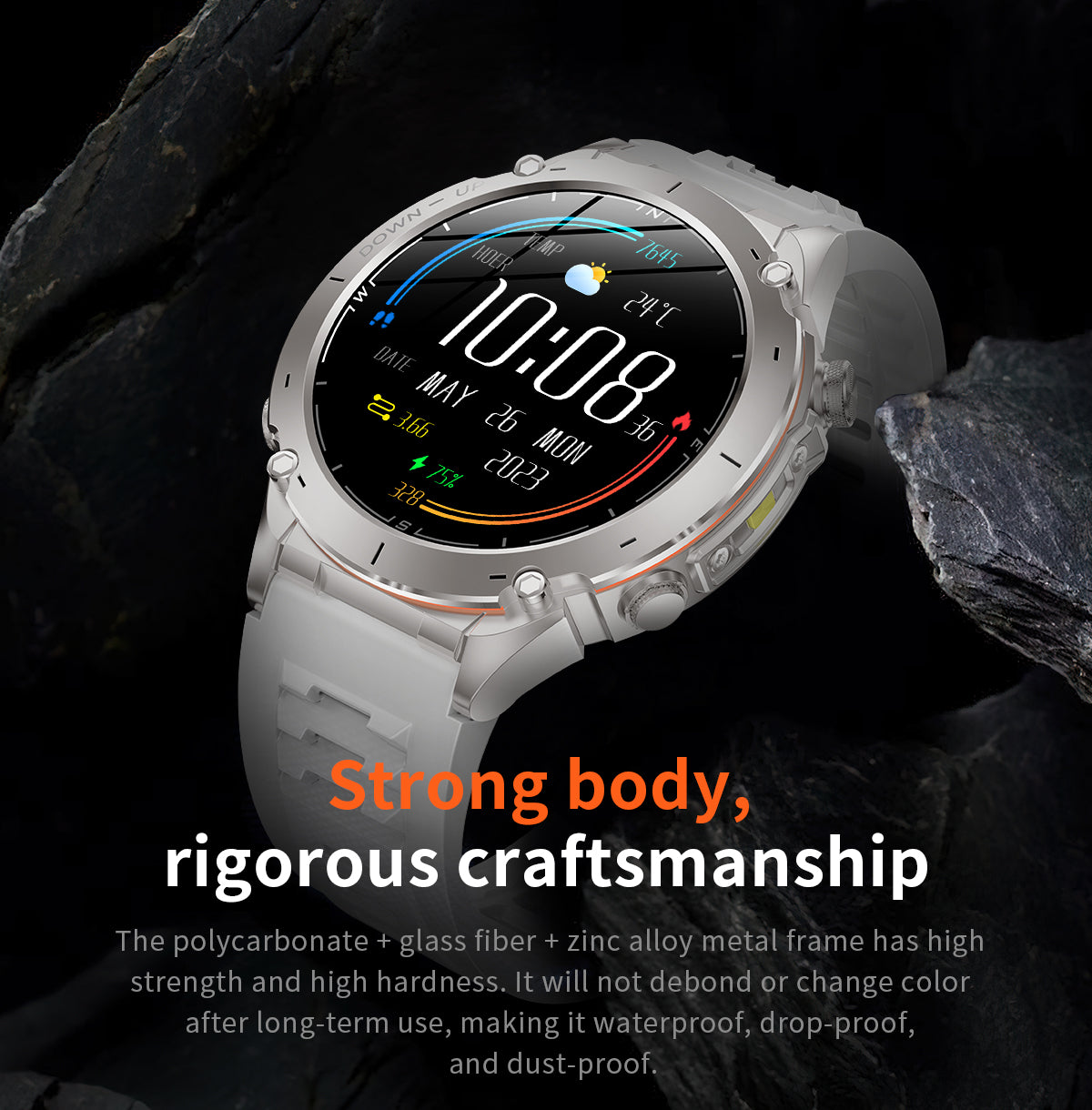 Domars Smart Watch for Men and Women with GPS and Compass,100+ Sports Modes, 30m Waterproof,MIL-STD-810H Durable,1.43" AMOLED Screen,730mAh Battery,For Sports, Adventure,Mountaineering etc