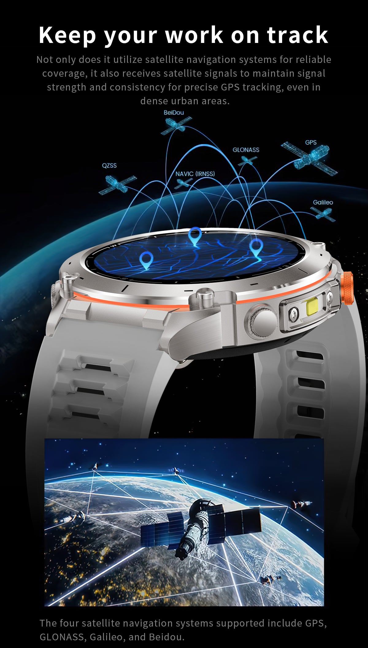 Domars Smart Watch for Men and Women with GPS and Compass,100+ Sports Modes, 30m Waterproof,MIL-STD-810H Durable,1.43" AMOLED Screen,730mAh Battery,For Sports, Adventure,Mountaineering etc