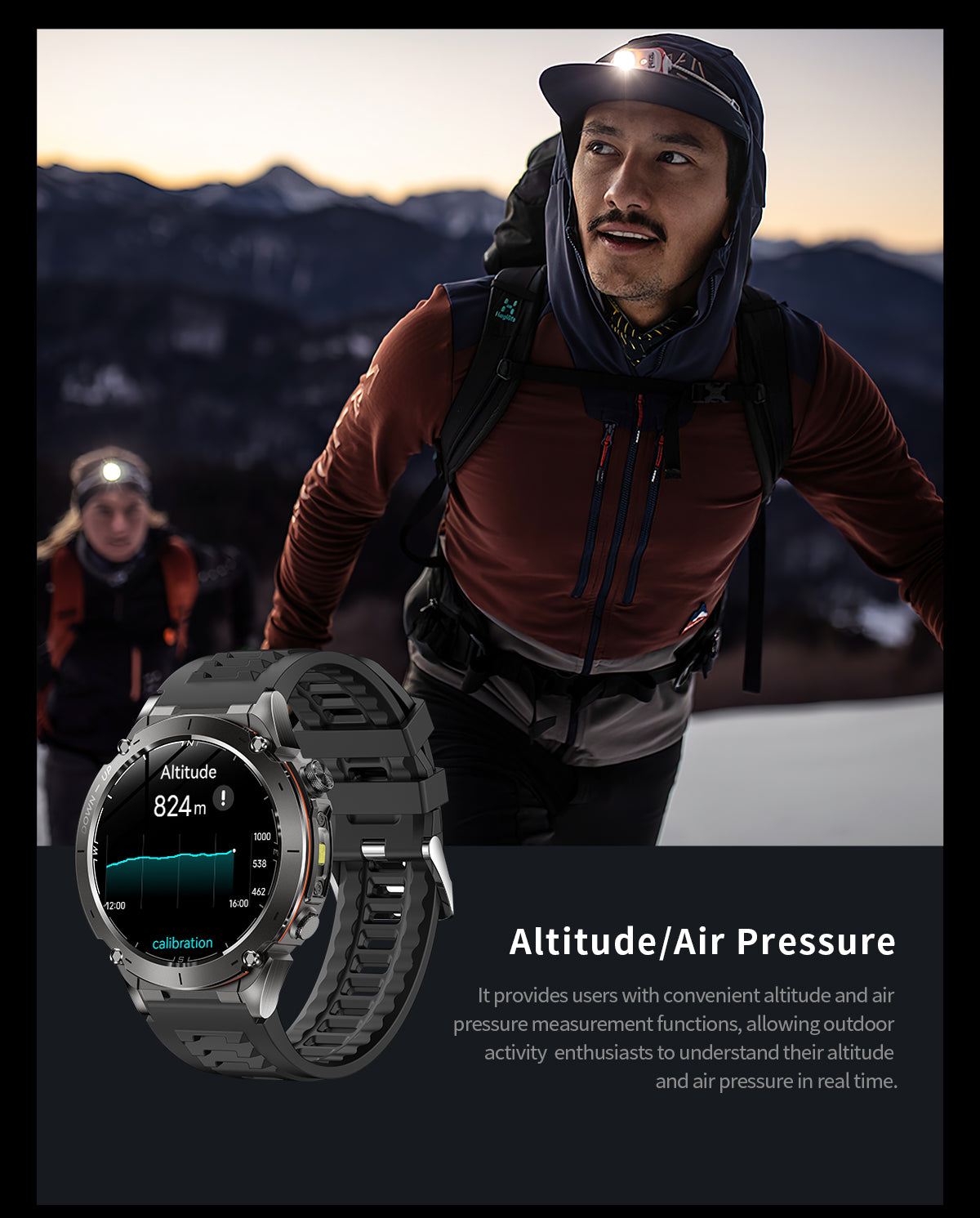 Domars Smart Watch for Men and Women with GPS and Compass,100+ Sports Modes, 30m Waterproof,MIL-STD-810H Durable,1.43" AMOLED Screen,730mAh Battery,For Sports, Adventure,Mountaineering etc