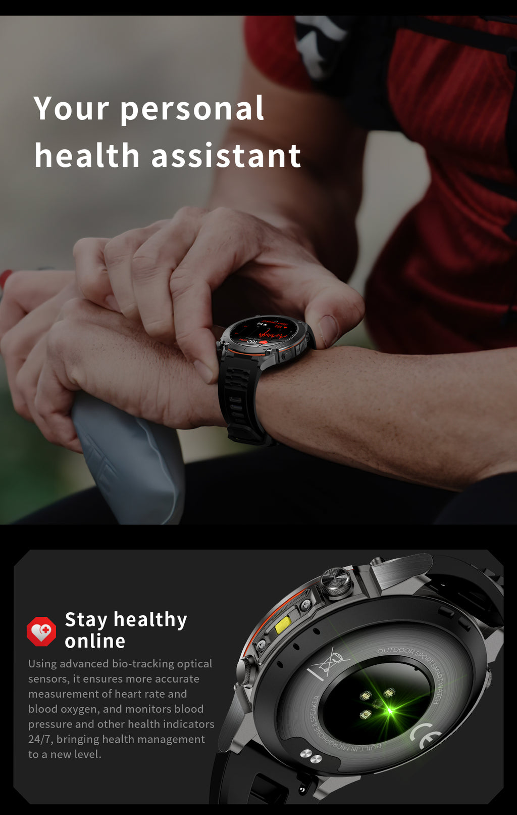 Domars Smart Watch for Men and Women with GPS and Compass,100+ Sports Modes, 30m Waterproof,MIL-STD-810H Durable,1.43" AMOLED Screen,730mAh Battery,For Sports, Adventure,Mountaineering etc