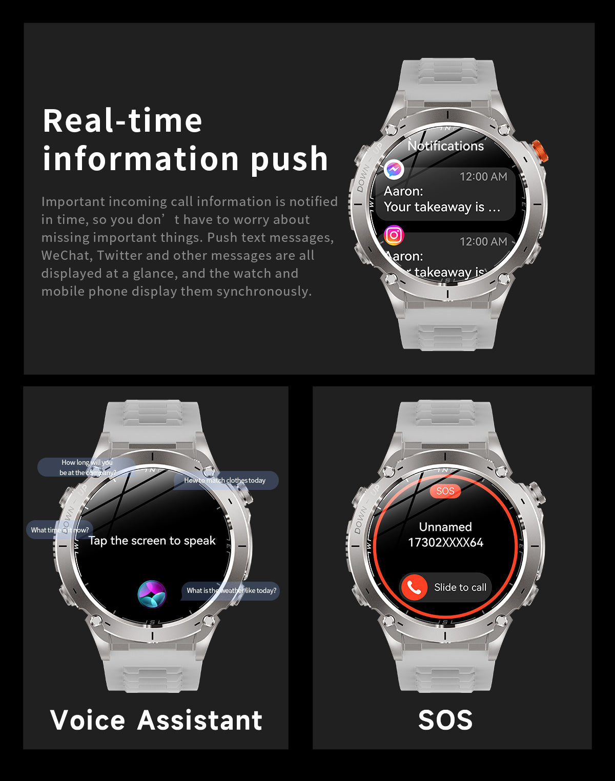Domars Smart Watch for Men and Women with GPS and Compass,100+ Sports Modes, 30m Waterproof,MIL-STD-810H Durable,1.43" AMOLED Screen,730mAh Battery,For Sports, Adventure,Mountaineering etc