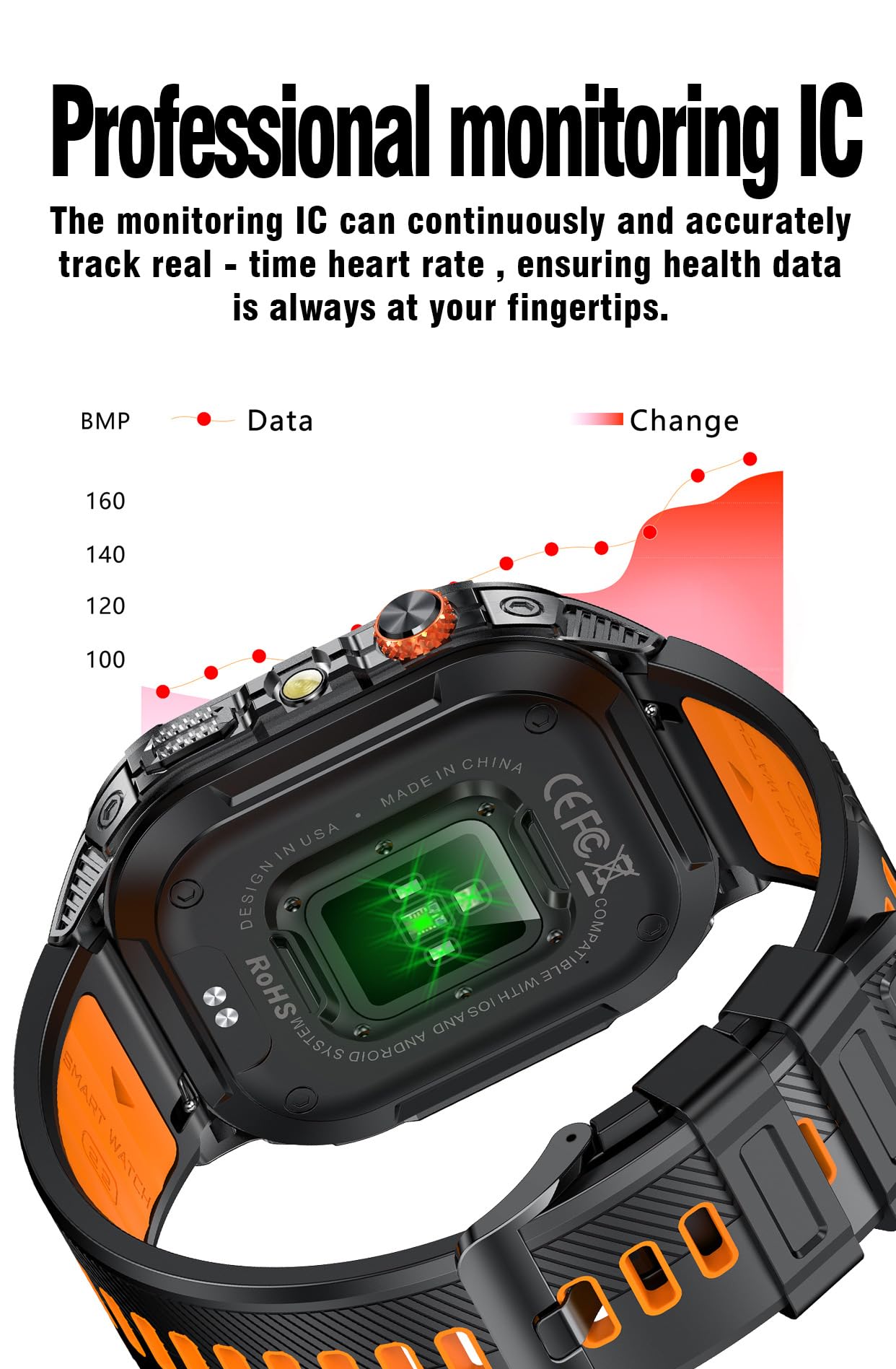 Domars Smart Watch for Men, 2.13" AMOLED HD Display Fitness Tracker, 100+ Sport Modes, IP68 Waterproof, Bluetooth 5.3, Heart Rate Sleep Monitor, LED Flashlight, iOS Android Compatible