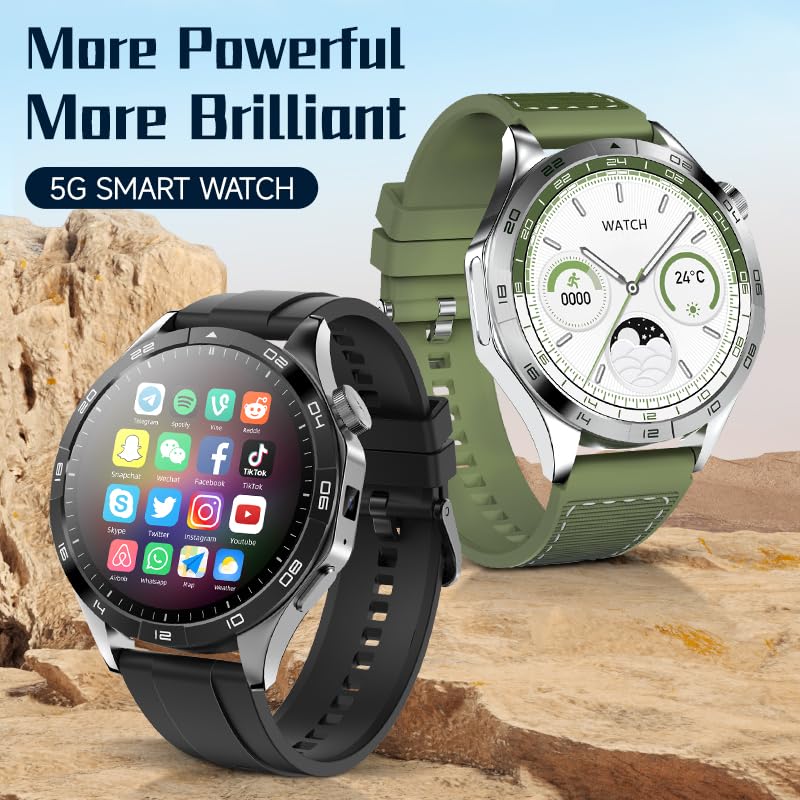 Domars Smart Watch for Men Women - with 8+128GB Extra Storage, 1.43" AMOLED HD Screen, 24/7 Heart Rate/Sleep Fitness, 115+Sports Modes|IP68 Waterproof Compatible with iOS/Android