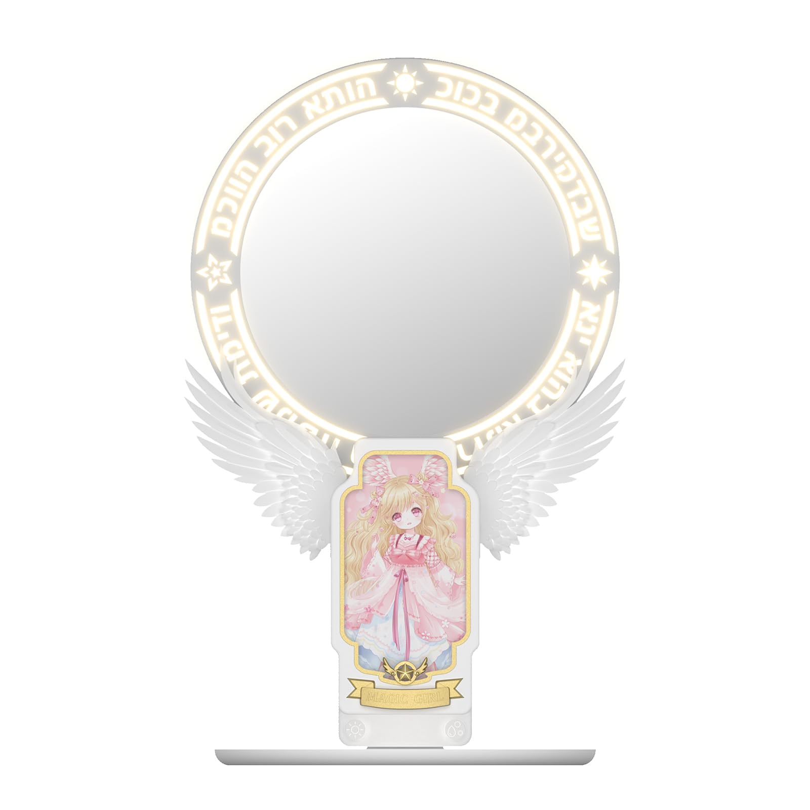 Domars 20cm Auto-Cleaning Makeup Mirror, 3 Colors & 10-Level Dimmable Touch Control, with Phone Holder, All-in-One Vanity Mirror for Streaming, Professional Makeup, Vlogging