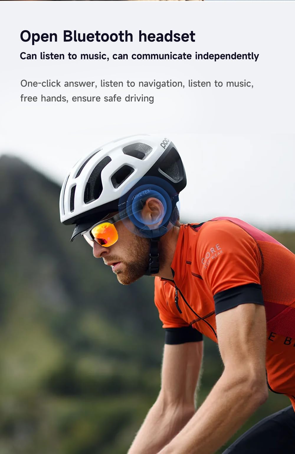 Domars Smart Glasses for Sports, AI Translator with 144 Languages, Bluetooth 5.0 Open-Ear Headphones, ENC Noise Cancelling, 4H Playtime, IPX5 Sweatproof, for Cycling/Running/Travel/Outdoor