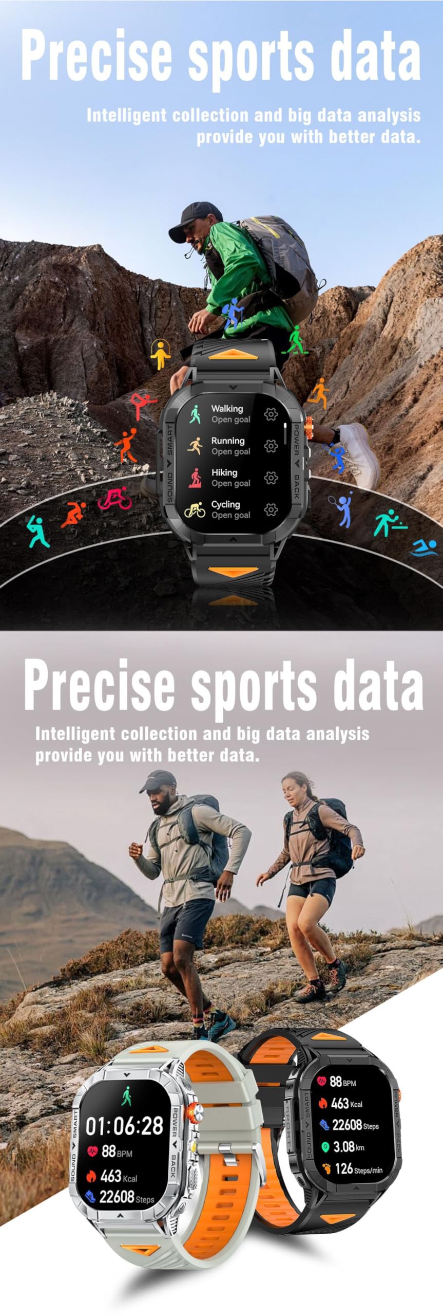 Domars Smart Watch for Men, 2.13" AMOLED HD Display Fitness Tracker, 100+ Sport Modes, IP68 Waterproof, Bluetooth 5.3, Heart Rate Sleep Monitor, LED Flashlight, iOS Android Compatible