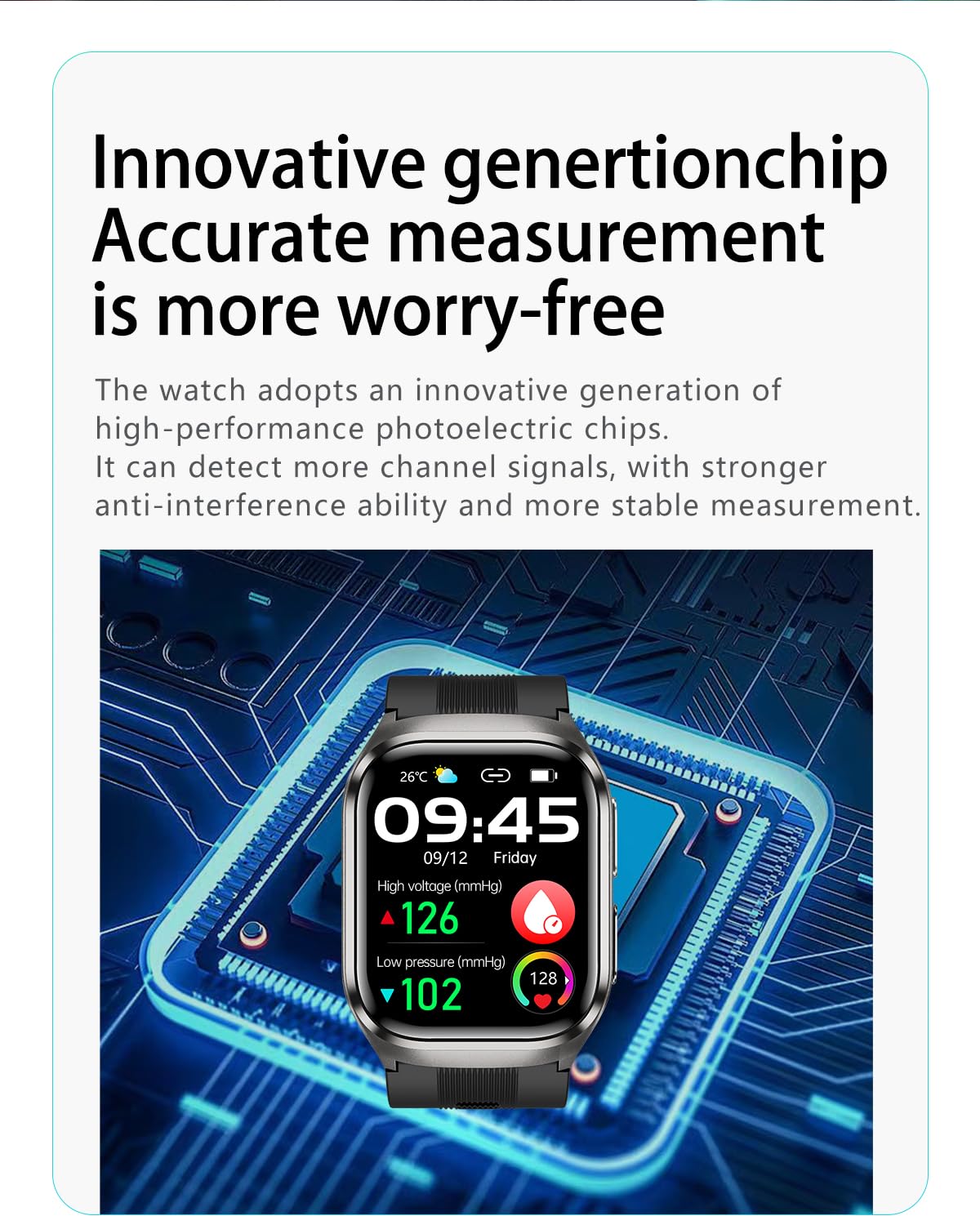 Domars Blood Pressure Smart Watch with Air Pump Cuff, 2.06" AMOLED, 530mAh 30-Day Battery, AI Wellness Analysis, Blood Oxygen/Temperature/Sleep Tracking, Bluetooth Call, Family Data Sync