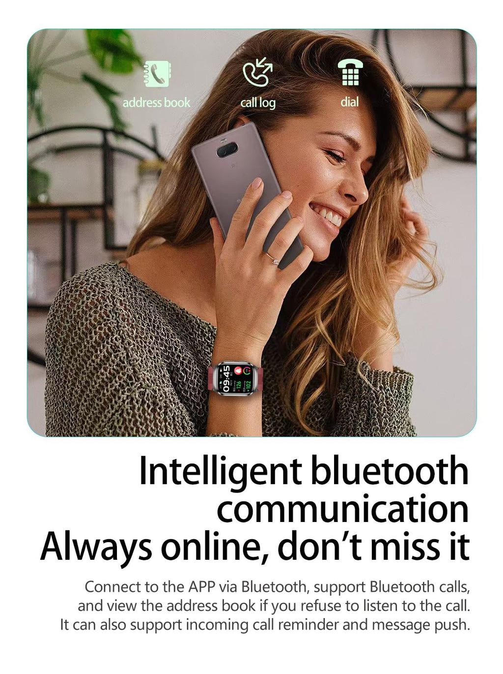 Domars Smartwatch with 2.06" AMOLED Screen, 123 Sports Modes, Advanced Health Trends Tracking, 30-Day Battery, Bluetooth Call, NFC, Multi-Language Support