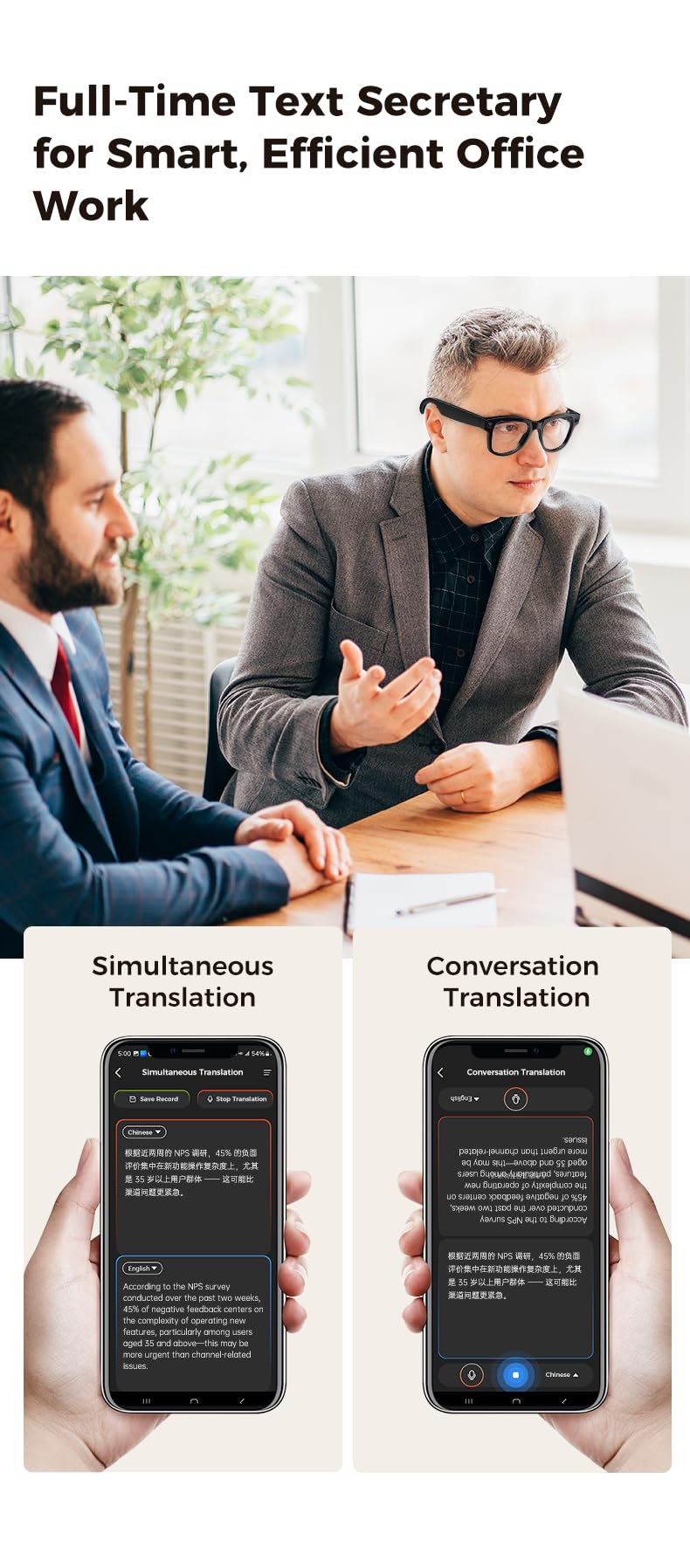 Domars Ultra AI Smart Glasses with 3600mAh Charging Case, 8MP Camera, Built-in ChatGPT, Voice Assistant, Hands-Free Recording & Translation, 32GB Memory, for Travel & Office