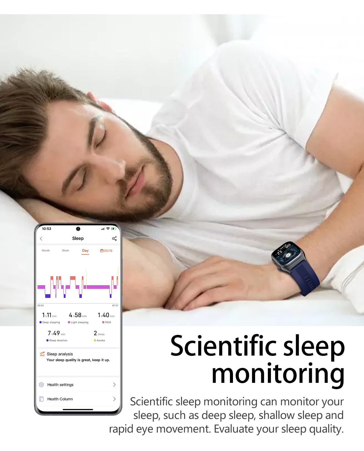 Domars Smartwatch with 2.06" AMOLED Screen, 123 Sports Modes, Advanced Health Trends Tracking, 30-Day Battery, Bluetooth Call, NFC, Multi-Language Support