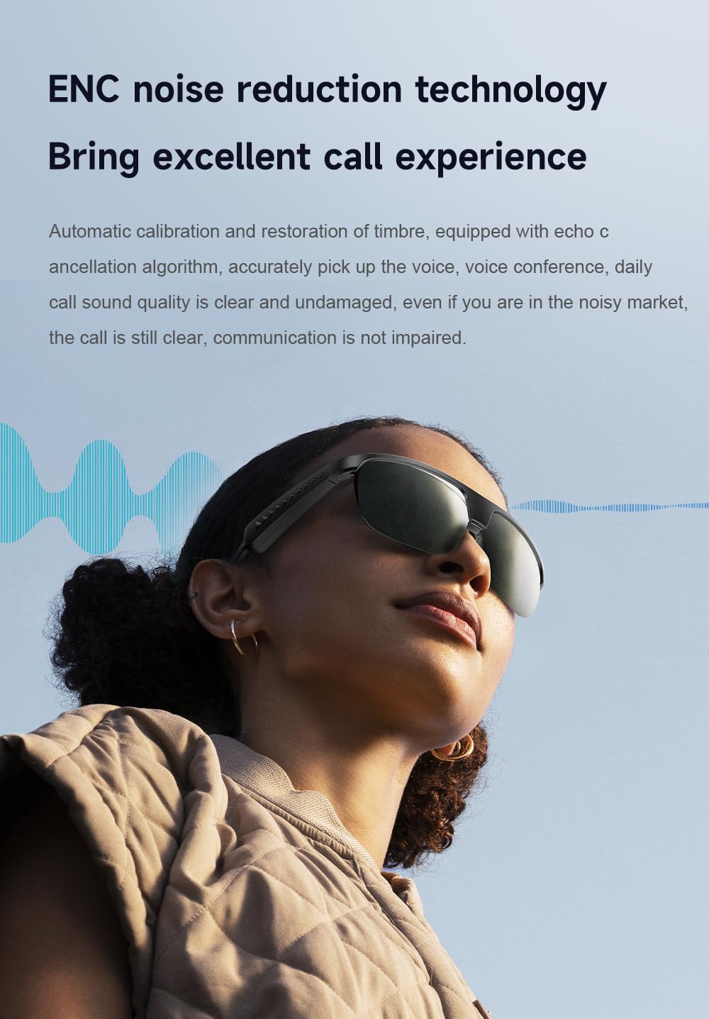 Domars Smart Glasses for Sports, AI Translator with 144 Languages, Bluetooth 5.0 Open-Ear Headphones, ENC Noise Cancelling, 4H Playtime, IPX5 Sweatproof, for Cycling/Running/Travel/Outdoor