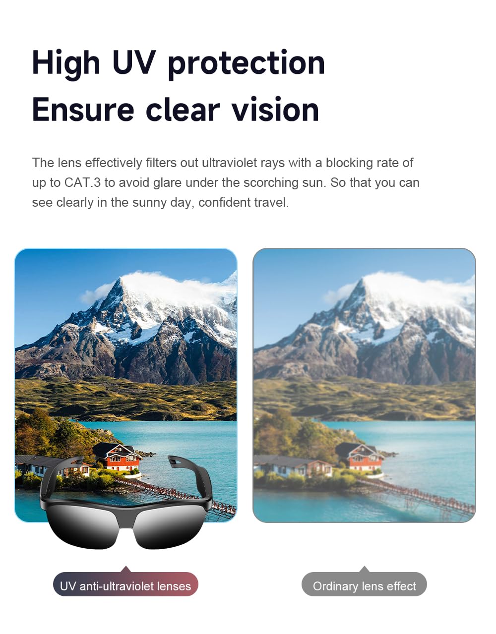 Domars Smart Glasses for Sports, AI Translator with 144 Languages, Bluetooth 5.0 Open-Ear Headphones, ENC Noise Cancelling, 4H Playtime, IPX5 Sweatproof, for Cycling/Running/Travel/Outdoor