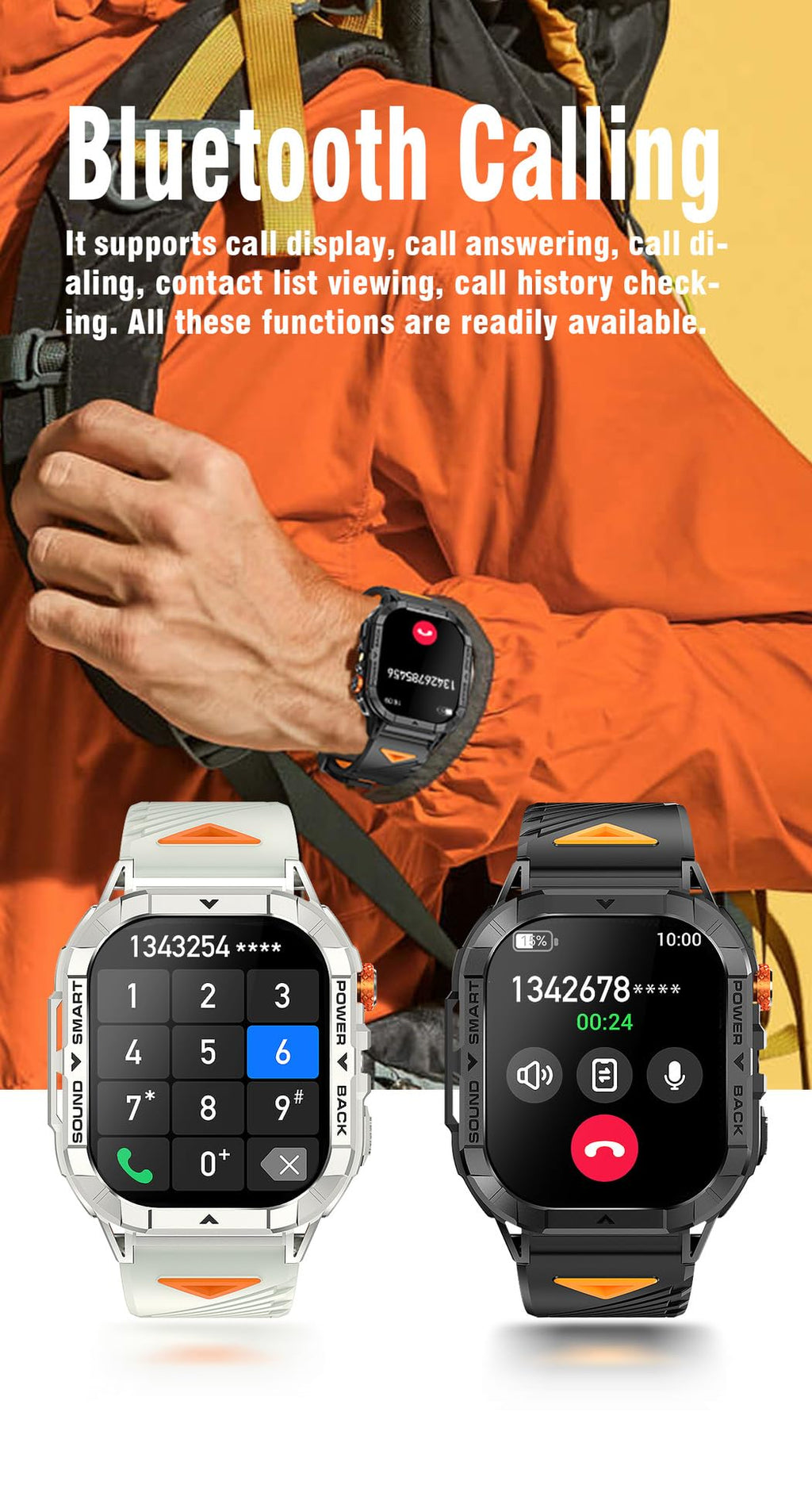 Domars Smart Watch for Men, 2.13" AMOLED HD Display Fitness Tracker, 100+ Sport Modes, IP68 Waterproof, Bluetooth 5.3, Heart Rate Sleep Monitor, LED Flashlight, iOS Android Compatible
