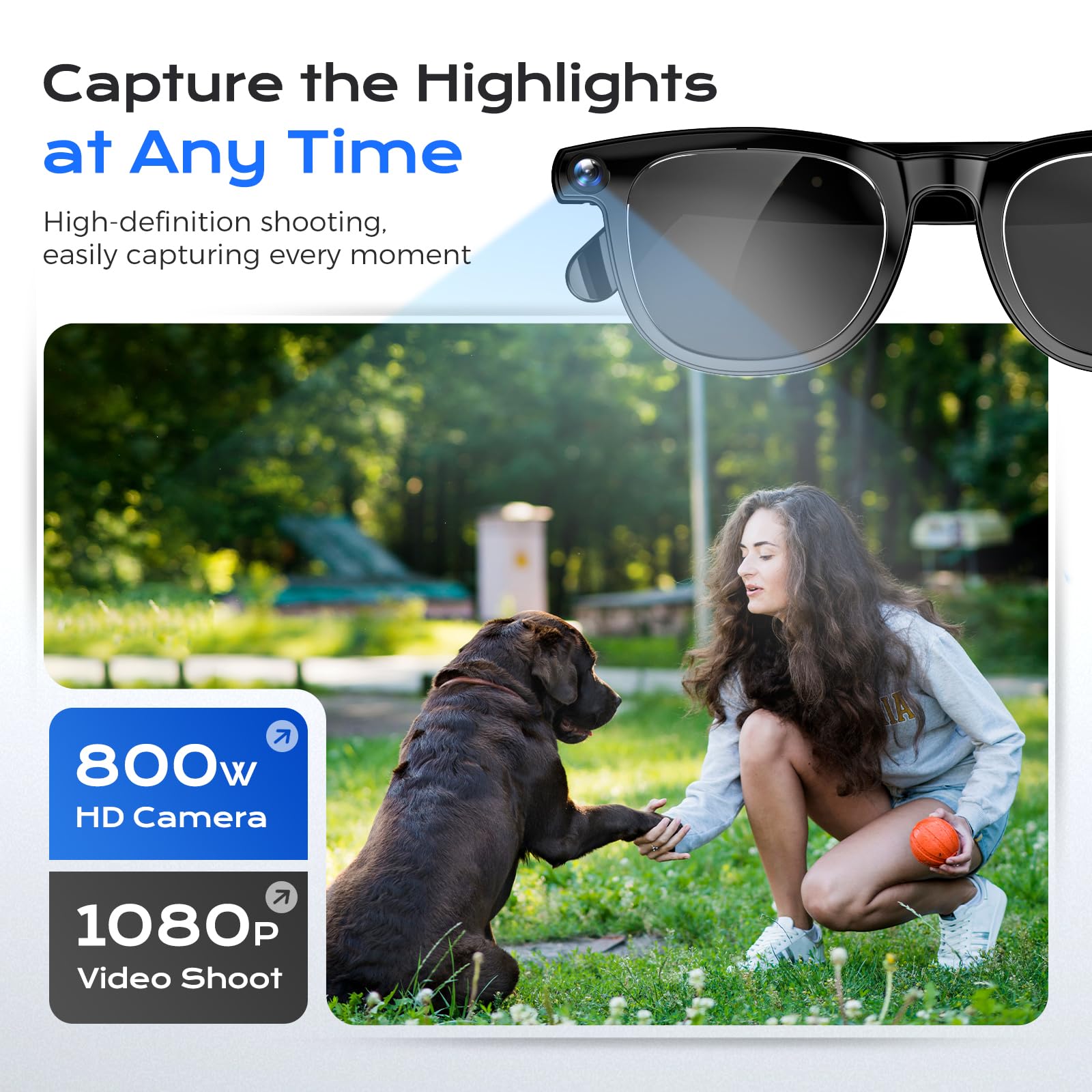 AI Smart Glasses with Camera, 164 Languages Real-Time Translation & ChatGPT/DeepSeek R1, Bluetooth 5.3 Camera Glasses, 12MP Video Recording, HiFi Stereo, IP67 Waterproof, for Travel/Office/Driving