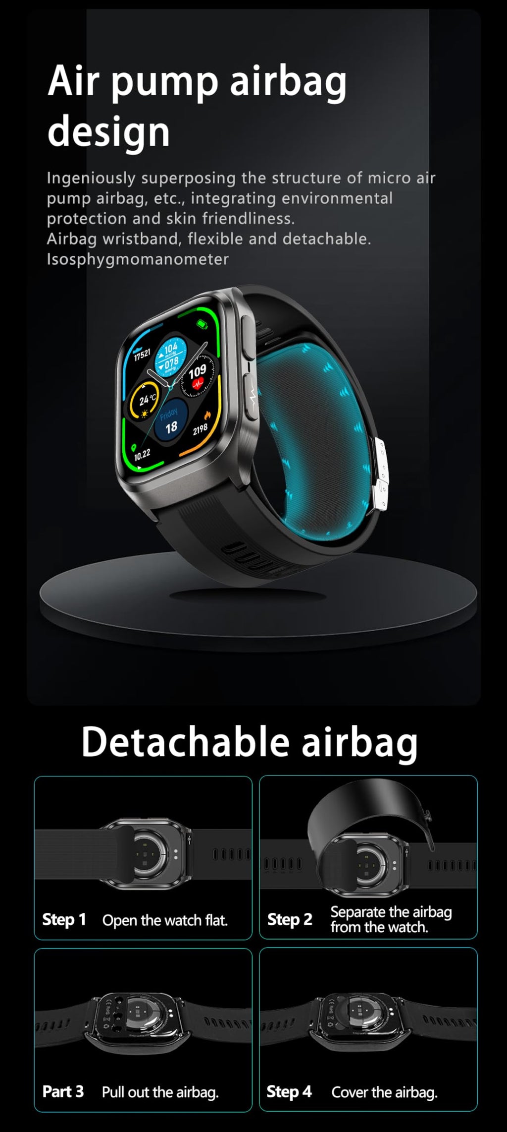 Domars Smartwatch with 2.06" AMOLED Screen, 123 Sports Modes, Advanced Health Trends Tracking, 30-Day Battery, Bluetooth Call, NFC, Multi-Language Support