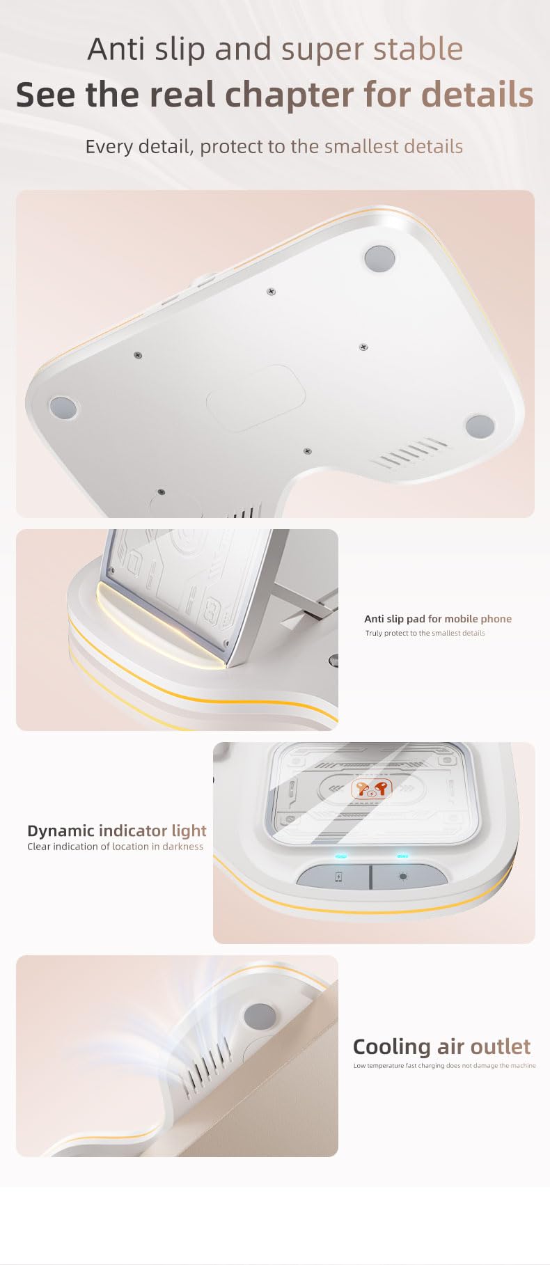 Domars 6-in-1 Auto-Lift Wireless Charging Station, 15W Fast Charger for iPhone 17/16/15/14/13, Apple Watch 10/9/8, AirPods 4/3,with Clock & 7-Color Ambient Light, Nightstand Desk Dock